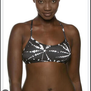 Black and White Tie-Dye Bikini Top